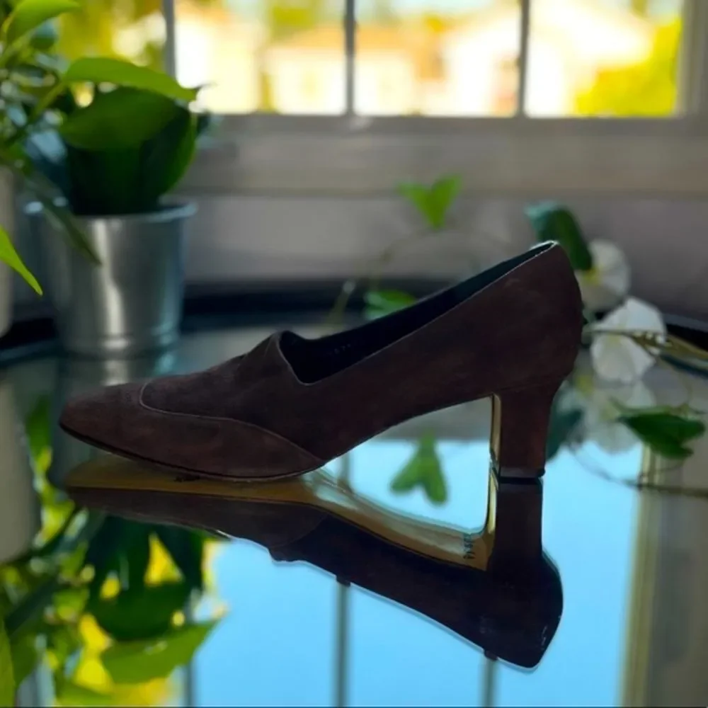 Salvatore Ferragamo Brown Suede Blcok Heeled Shoes Loafers Size 9​​​